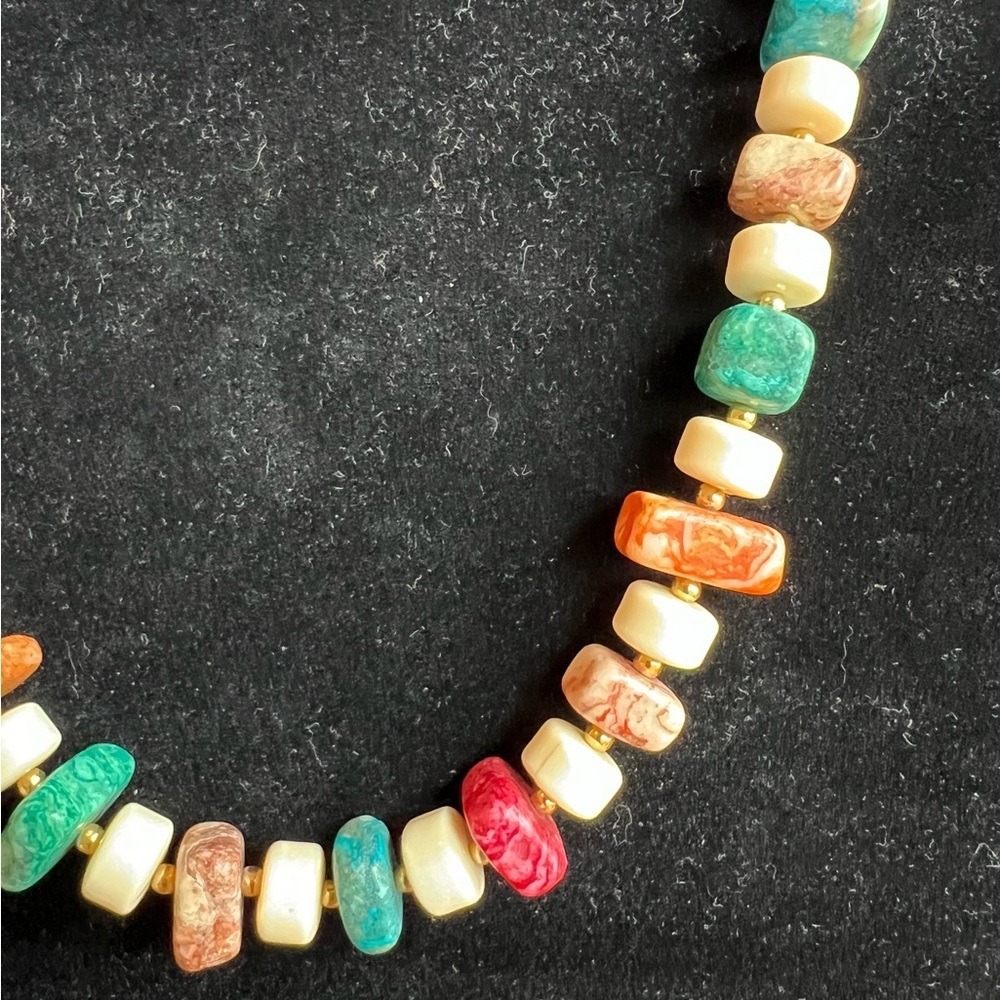 Premier Designs? Multi Stone Look Necklace Beaded Faux Agate Jasper NWOT #453 - Picture 3 of 5